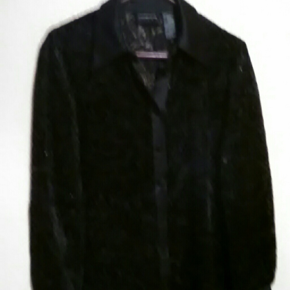 Liz Claiborne Night black sheer long sleeve shirt